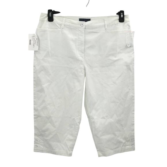 NEW Karen Scott Tummy Control Comfort Waist Capri Pants Belt Loops White 16P - Picture 1 of 4